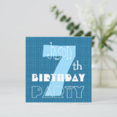 Kind 7e verjaardag Zeven jaar oud blauw wit 007 Kaart (Staand voorkant)