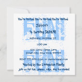 Kind 7e verjaardag Zeven jaar oud blauw wit 007 Kaart (Achterkant)