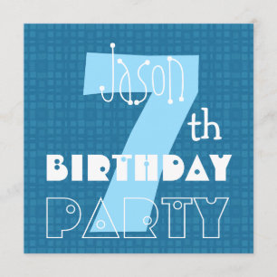 Kind 7e verjaardag Zeven jaar oud blauw wit 007 Kaart