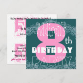 Kind 8e verjaardag - Aangepaste naam Modern Roze B Kaart (Voorkant / Achterkant)