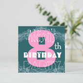 Kind 8e verjaardag - Aangepaste naam Modern Roze B Kaart (Staand voorkant)