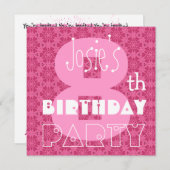 Kind 8e verjaardag Aangepaste naam Modern Roze Kaart (Voorkant / Achterkant)