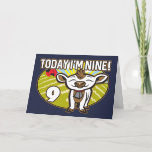 Kind 9 jarig vandaag ben ik 9! Schattigee Koe Kaart