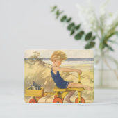  Kind aan de Beach met speelgoed, Baby shower Kaart (Staand voorkant)