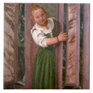 Kind aan de deur, van de Sala a Crociera, c.156 Tegeltje