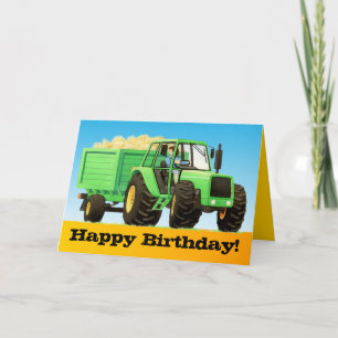 Kind Aangepast groen Boerderij Tractor Happy Birth Kaart