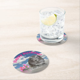 Kind: Aangepaste Birthday Party Guinee Varkenbloem Ronde Kartonnen Onderzetter