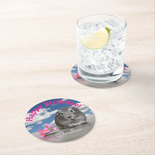 Kind: Aangepaste Birthday Party Guinee Varkenbloem Ronde Kartonnen Onderzetter (Insitu)