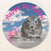 Kind: Aangepaste Birthday Party Guinee Varkenbloem Ronde Kartonnen Onderzetter (Voorkant)