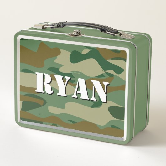 Kind aangepaste lunchbox met groene legercamouflag (Voorkant)