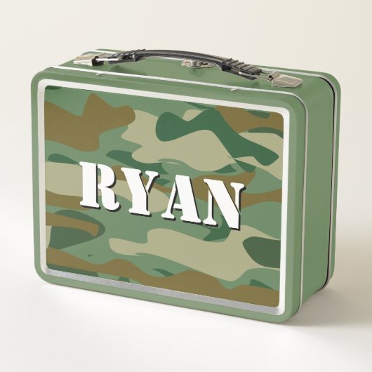 Kind aangepaste lunchbox met groene legercamouflag (Achterkant)