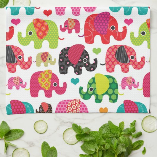 kind achtergrond retro - olifant theedoek (Gevouwen)