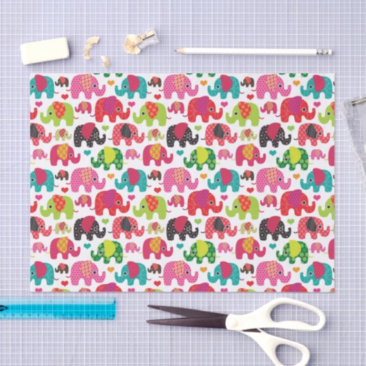 kind achtergrond retro - olifant tissuepapier (Craft)