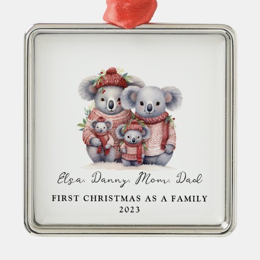 Kind adoptie Eerste Kerstmis als een familie Koala Metalen Ornament (Voorkant)