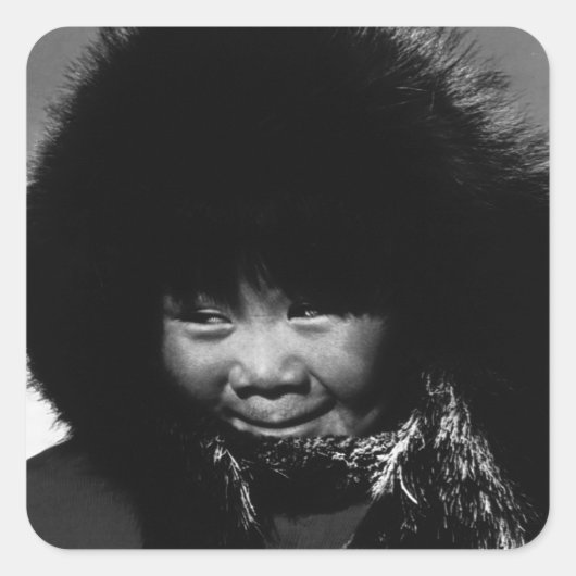  kind Alaska eskimo 1970 Vierkante Sticker (Voorkant)