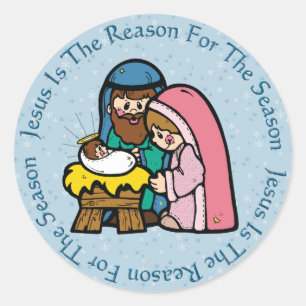 Kind als kribbe / Jezus reden Ronde Sticker
