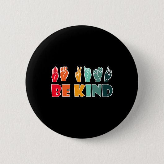 Kind Amerikaanse Gebarentaal Asl Invaliditeit Awar Ronde Button 5,7 Cm (Voorkant)