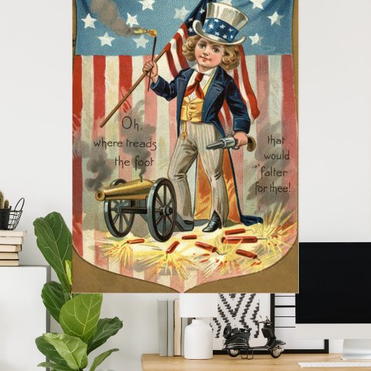 Kind: Amerikaanse vlag voor oom Sam Cannon Poster (Thuiskantoor)