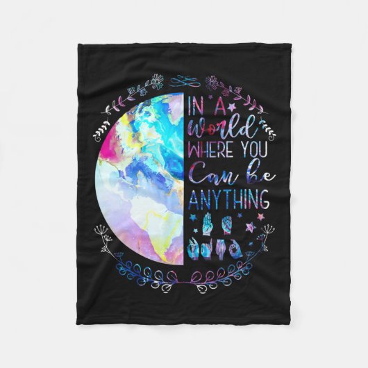 Kind Asl Alphabet Amerikaanse Gebarentaal Doof Awa Fleece Deken (Voorkant)