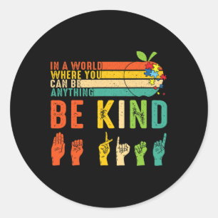 Kind Asl Gebarentaal Hand Autisme Bewustzijn Kind Ronde Sticker