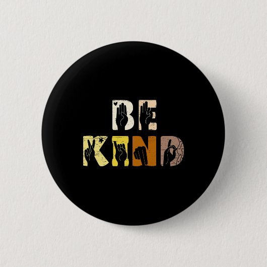 Kind Asl Handgebarentolk Gebarentaal Ronde Button 5,7 Cm (Voorkant)
