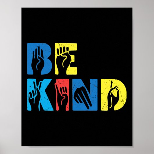Kind Asl Liefde Gebarentaal Hand Autisme Bewustzij Poster (Voorkant)