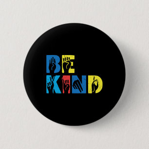Kind Asl Liefde Gebarentaal Hand Autisme Bewustzij Ronde Button 5,7 Cm