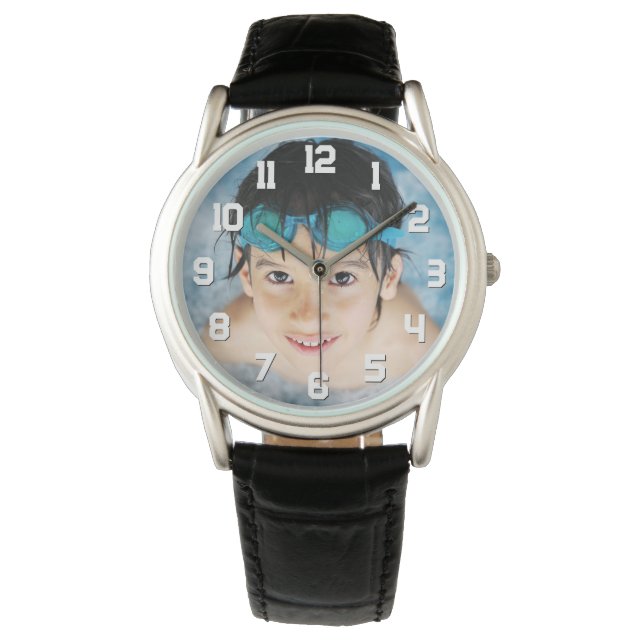 Kind Atleet Foto Sporten Stijl Nummers Horloge (Voorkant)