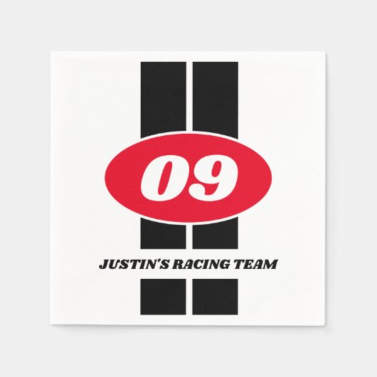 Kind auto racen thema 9e Verjaardag feest servette Servet (Voorkant)