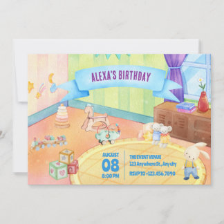 Kind Baby kamer met speelgoed verjaardag Kaart