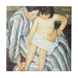 Kind bad door Mary Cassatt Vintage Impressionisme Tegeltje