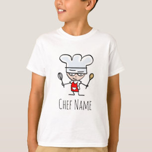 Kind bakken shirt met gebak chef cartoon ontwerp