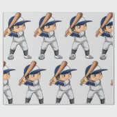 Kind Baseball spelen Cadeaupapier (Vlak)