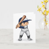 Kind Baseball spelen Kaart (Gele Bloem)