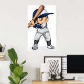 Kind Baseball spelen Poster (Thuiskantoor)