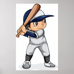 Kind Baseball spelen Poster
