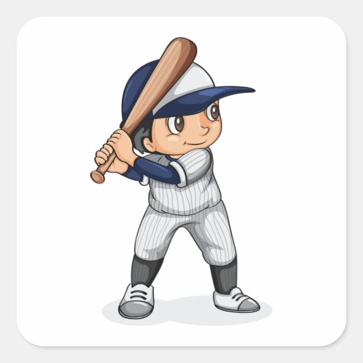 Kind Baseball spelen Vierkante Sticker (Voorkant)
