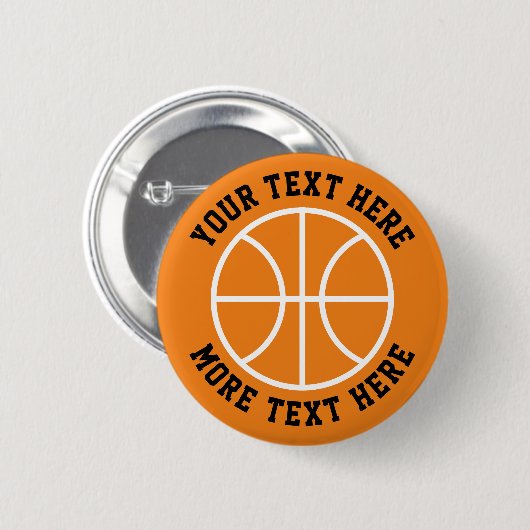 Kind basketbal gunst cadeaunaam ronde button 5,7 cm (Voorkant /achterkant)