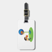 Kind Basketbal spelen met Hoop Fun Sports Bagagelabel (Voorkant verticaal)