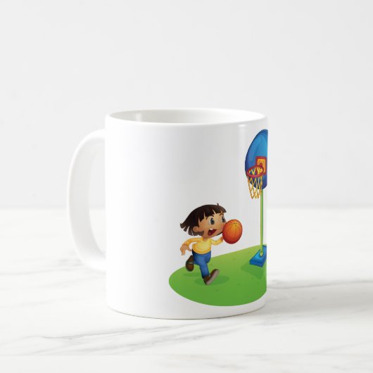 Kind Basketbal spelen met Hoop Fun Sports Koffiemok (Voorkant links)