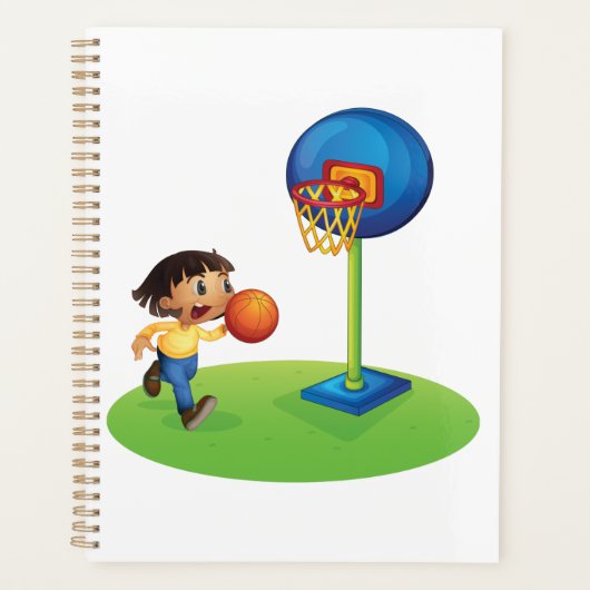 Kind Basketbal spelen met Hoop Fun Sports Planner (Voorkant)
