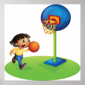 Kind Basketbal spelen met Hoop Fun Sports Poster (Voorkant)