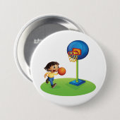 Kind Basketbal spelen met Hoop Fun Sports Ronde Button 7,6 Cm (Voorkant /achterkant)