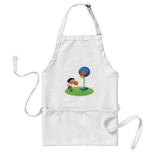 Kind Basketbal spelen met Hoop Fun Sports Standaard Schort (Voorkant)