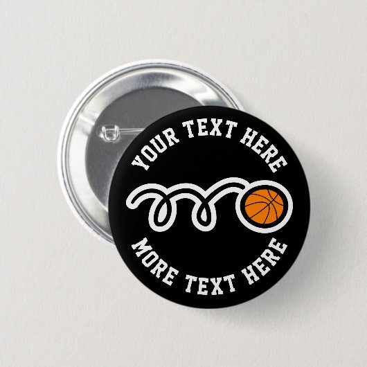 Kind basketbal verjaardag ronde button 5,7 cm (Voorkant /achterkant)