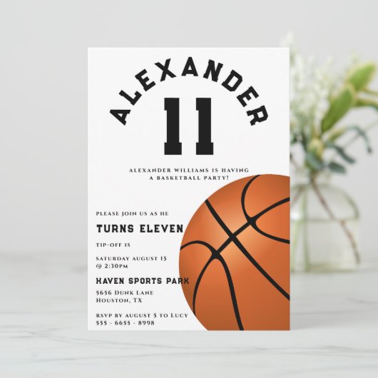 Kind Basketbal Verjaardagsfeest Kaart (Staand voorkant)