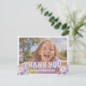 Kind Bedankt Paarse Bloemen Briefkaart (Staand voorkant)