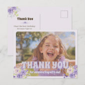 Kind Bedankt Paarse Bloemen Briefkaart (Voorkant / Achterkant)