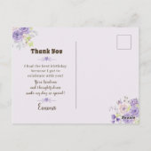 Kind Bedankt Paarse Bloemen Briefkaart (Achterkant)