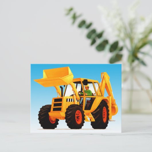 Kind Big Fun Yellow Digger Briefkaart (Staand voorkant)